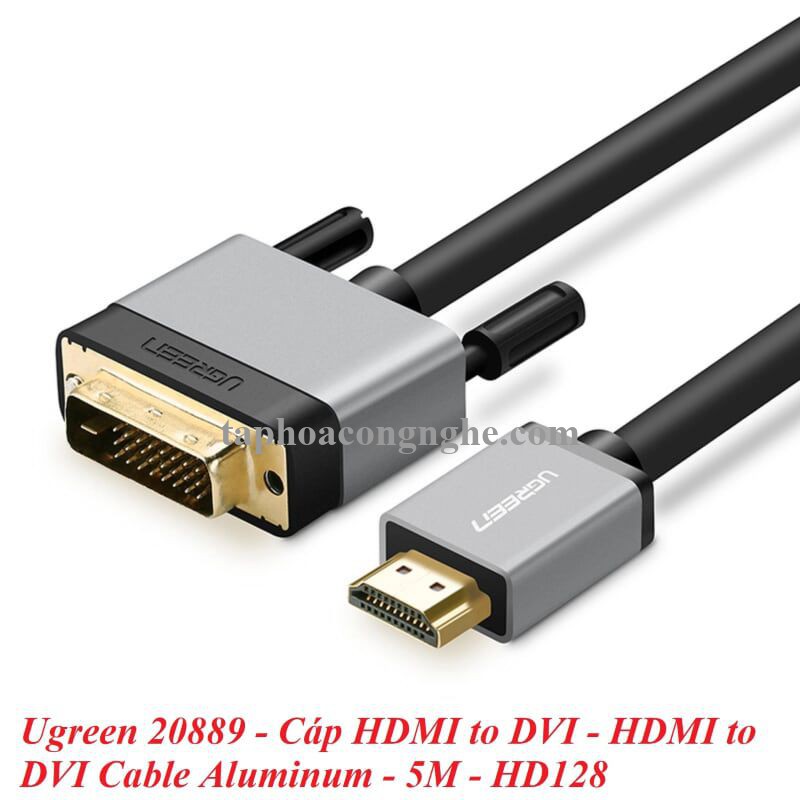 Ugreen 20889 5M màu Đen Cáp chuyển đổi HDMI sang DVI 24 + 1 thuần đồng cao cấp HD128 30020889